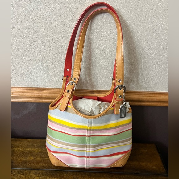 ✨ NWOT - Rare Vintage Coach Y2K Striped Hobo Bag | With Box & Dust Bag ✨ - Picture 6 of 14